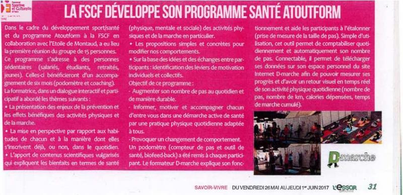 La FSCF développe son programme santé ATOUTFOR